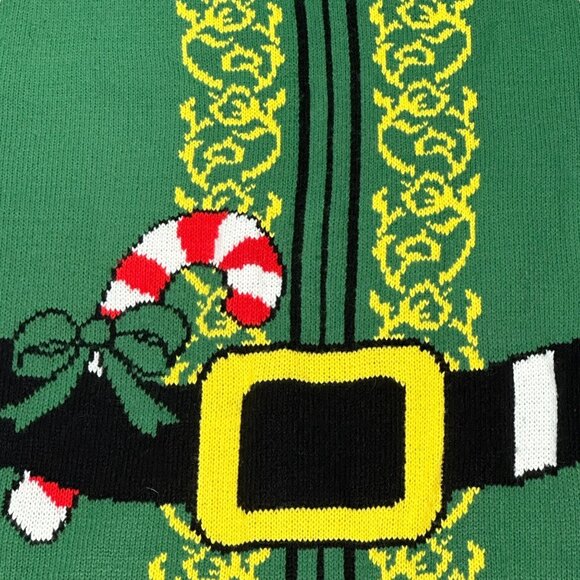 Jem Holiday Sweater L/G Elf Design Green Acrylic Unisex Christmas Ugly - Picture 4 of 13